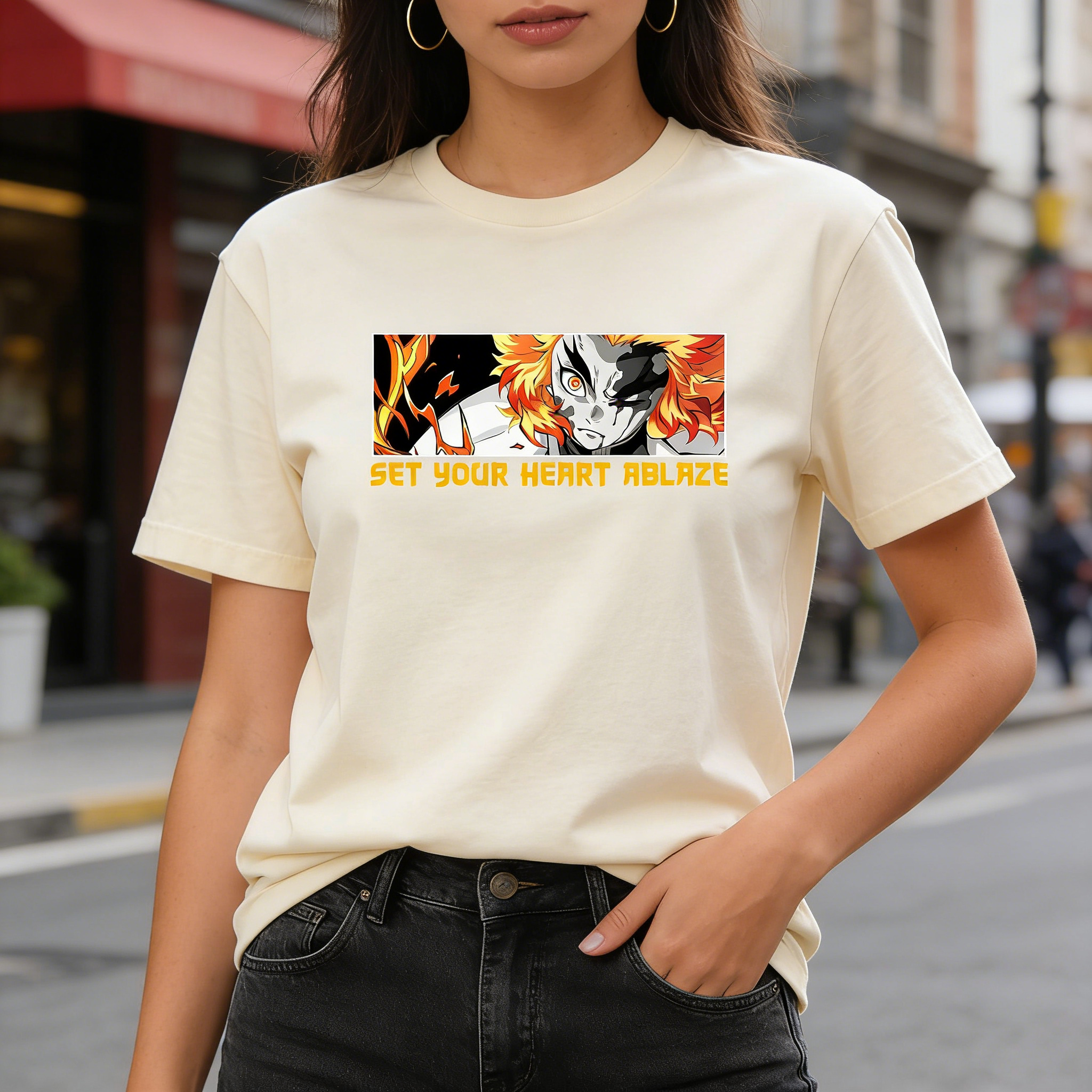 Men's Demon Slayer Rengoku T-S - Anime Cosplay Quotes recension och pris