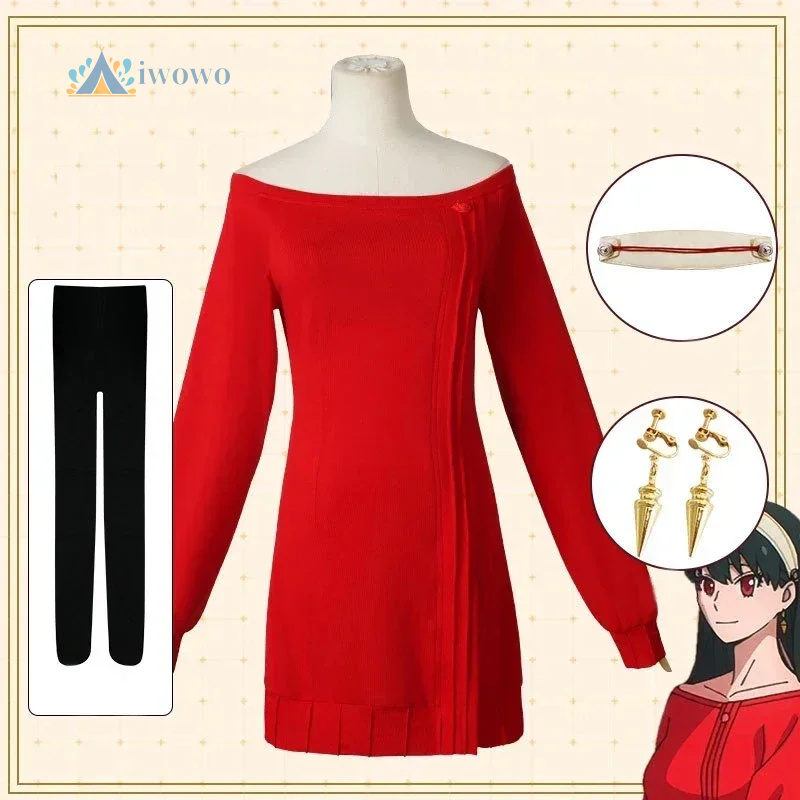 Yor Forger Cosplay Long Red Kn - Anime Cosplay Yor Forger recension och pris