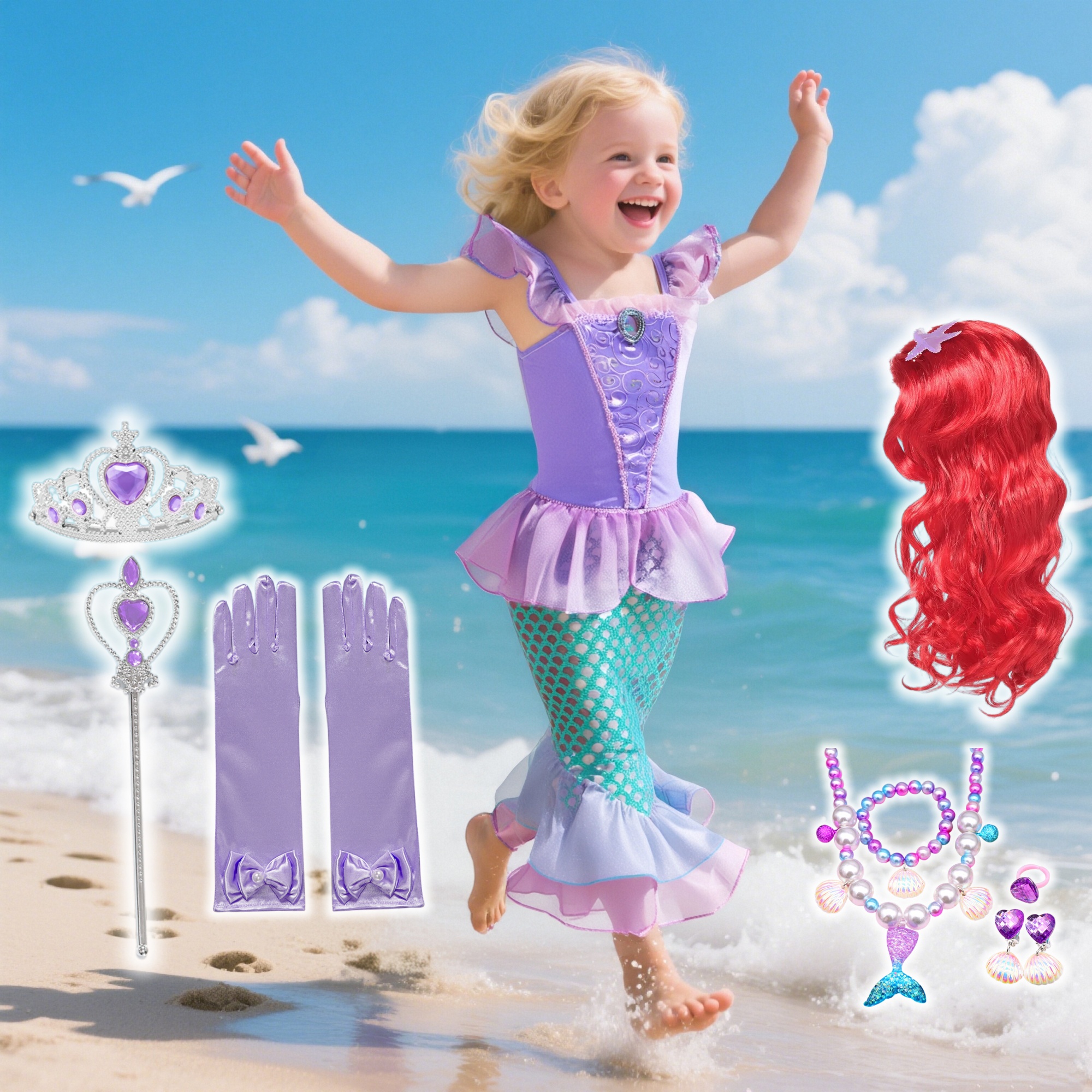 Summer Mermaid Birthday Party  - Anime Cosplay Little Girl recension och pris